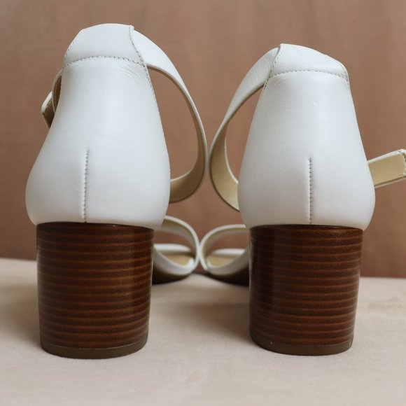 MICHAEL KORS Lena Leather Sandals Block Heel size 9 White - Picture 9 of 11